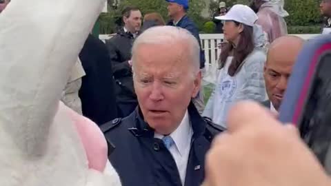 President Biden was quickly escorted away by the Easter Bunny