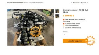 AEPSPIECES.COM - Moteur complet FORD 1.0 SFJA