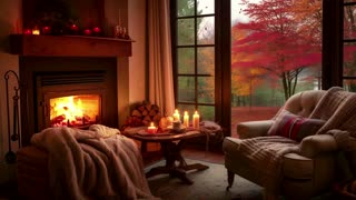 Cozy Room in Autumn: Crackling Fire and Wind Sounds, Cozy Ambience for Relaxation, Sleep and Study