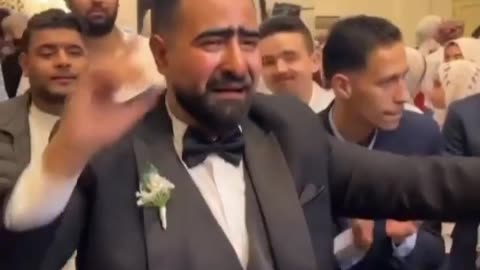 Funny Snapchat filter on wedding couple