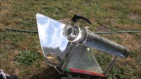 Cooking with a solar cooker.