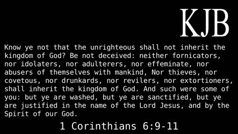 Know Ye Not That The Unrighteous 1 Corinthians 6:9-11