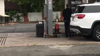Man Tries to Fill up at Burnt Gas Station