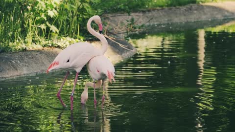 Flamingo bird dancing