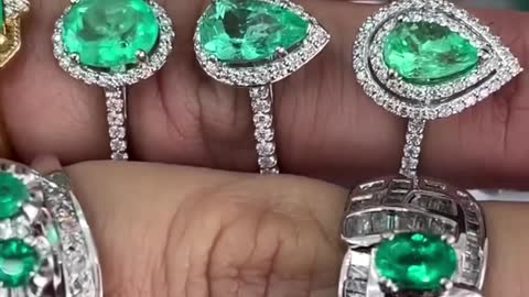 Top selection of Diamond emerald halo with accents engagement wedding anniversary gold rings online