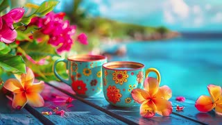 Happy Mood ☕ Jazz Coffee and Bossa Nova Music with Ocean Wave Sound for Relax