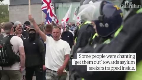 Rioters clash with police and damage hotel housing asylum seekers in Rotherham