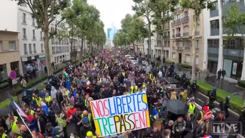 Protests in France against vaccine passports and mandatory vaccinations.