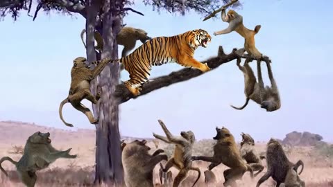 Tiger cannot attcak monkey on trees tigers were helpless at thewisdom of