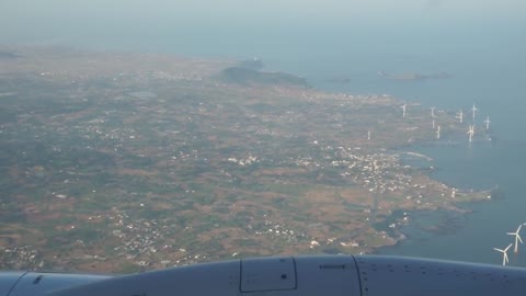 The offshore of Jeju Island seen from the plane...