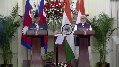 PM Modi & Nepal PM Deuba at a joint press meet