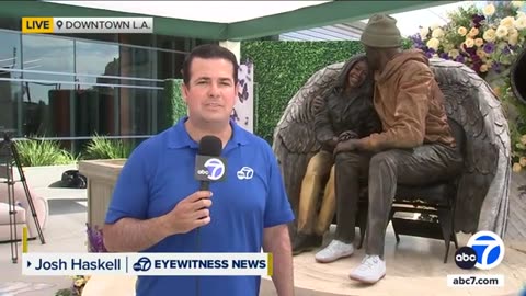 Statue honoring Kobe, Gigi Bryant unveiled in DTLA | ABC7