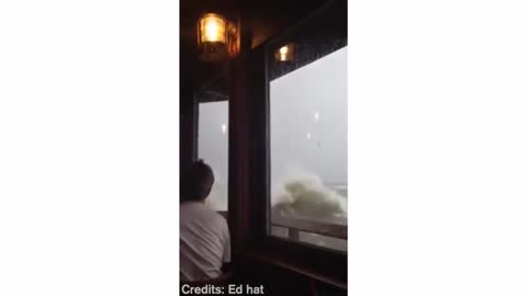 Shot on iPhone meme Wave Breaks Through Restaurant