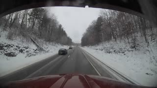 Truck Driver Narrowly Avoids Joining Group of Crashed Semis