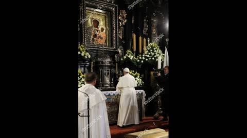 Pope Francis Paying Tribute To Black Virgin Mary Inside Vatican Church