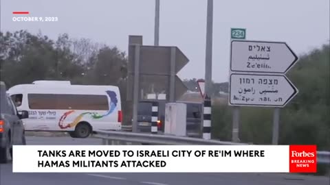 Tanks Are Moved To Israeli City Of Re'im Where Hamas Militants Attacked