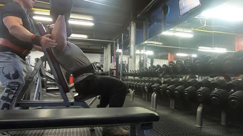 Heavy DMBL shoulder press and bench at end of workout