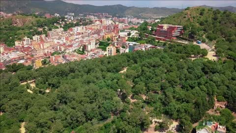 aerial view from famous park guell in barcelona