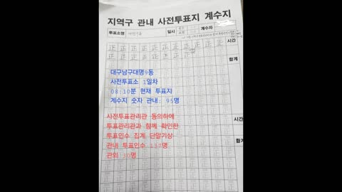 "사전투표 첫날 투표인 부풀리기 의혹, ‘실제 투표 95명→선관위 서버 137명' 기록"