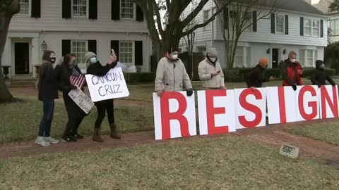 Protesters & Cancel Culture Await Senator Ted Cruz's Arrival At His #Texas home.