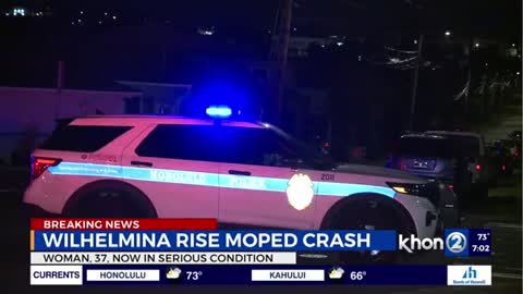 Woman in hospital after her moped crashed in Kaimuki