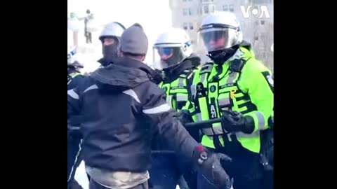 Canadian police used pepper spray and stun grenades in a final push to clear the capital, Feb. 19