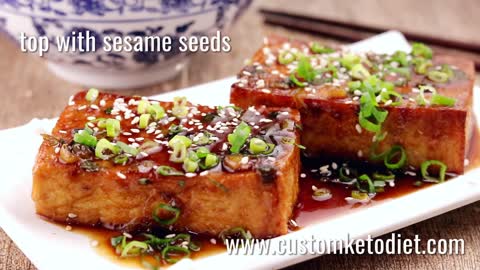 Keto Teriyaki Tofu Steaks - Recipe and Nutritional Information in the Description #ketodietplan
