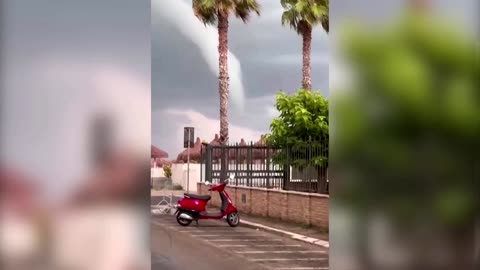 Unusual waterspout spotted off Italy's coast