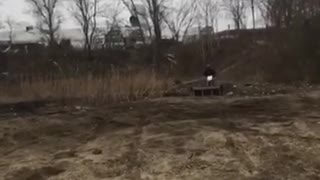 Dad tries a ramp jump on dirt bike but gets more than he can handle