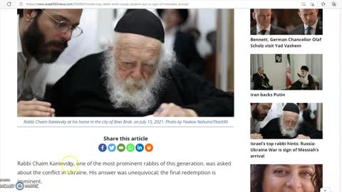 ANTICHRIST BREAKING NEWS - ISRAEL’S TOP RABBI HINTS RUSSIA UKRAINE WAR IS SIGN OF MESSIAH’S ARRIVAL
