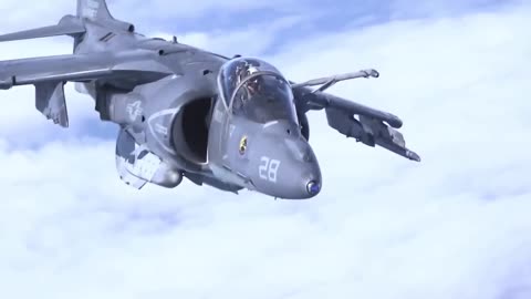 Military footage of Air Ops In Flight Refueling AV 8B and F 35B aircraft