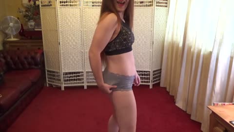 DEOMONSTRATION - Trying on 2 pairs of panties and showing how they look and how I can move in them,