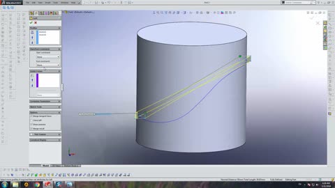 Straight Groove on Cylindrical Surface - SolidWorks Tutorial