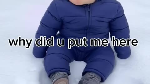 Cute baby complains about cold