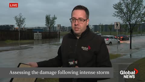 Alberta storms: Calgary airport terminal damaged as hail, heavy rains hit city