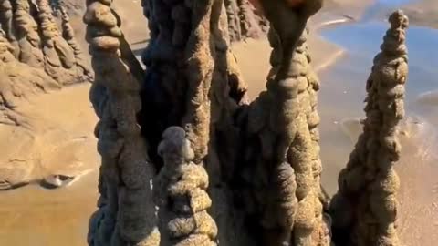 Handmade sand fortress at the beach