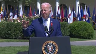 Biden gets interrupted while giving his speech