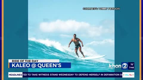 Kaleo trims the longboard at Queen's in Waikiki