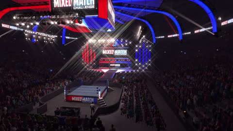wwe2k22 myrise setting up for a mixed tag tournament