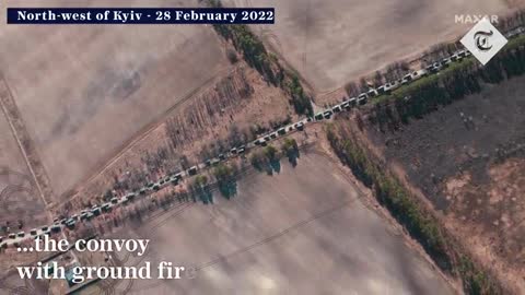 3D satellite imagery shows massive Russian military convoy at a standstill in Ukraine