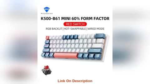 Machenike K500-B61 Mini Mechanical Keybaord 60% Form Factor 61Keys Gaming