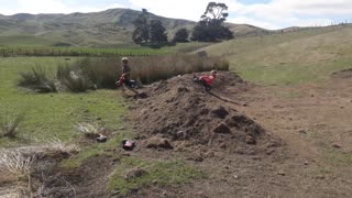 Kids Jumping Trikes Over Dirt Jump