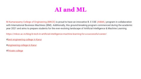 Departments of Ai&ML in mkce