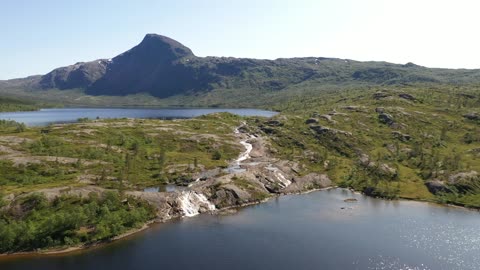 Lakes Nature drone video / Beautiful lake / green Mountain