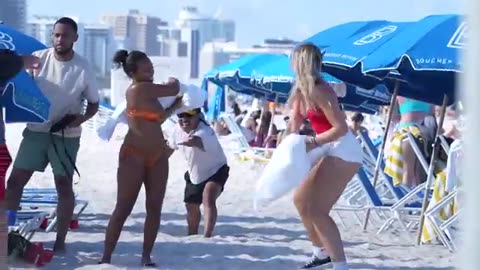Pillow Fights With Strangers On The Beach..