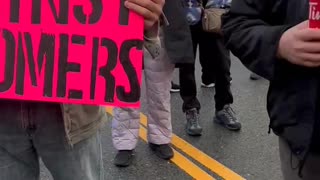 Tensions rise at the Drag Queen Story hour protest at the Coquitlam Public Library.