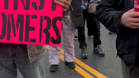 Tensions rise at the Drag Queen Story hour protest at the Coquitlam Public Library.