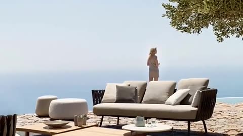 Modern Patio Sofa Set Furniture Outdoor Leisure Handwoven Rope Garden Sofas With Aluminum Frame