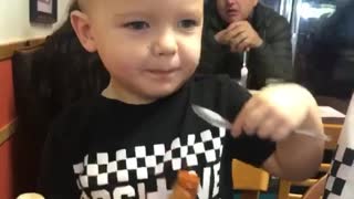 Boy Regrets Spoonful of Hot Sauce