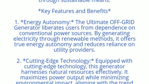 Ultimate OFF-GRID Generator - Top Performer